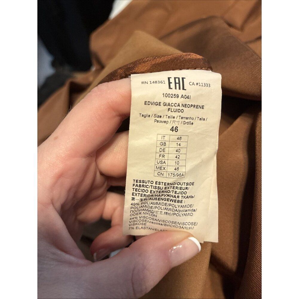 Pinko Authentic Solid Copper Brown Long Sleeve Bl… - image 7